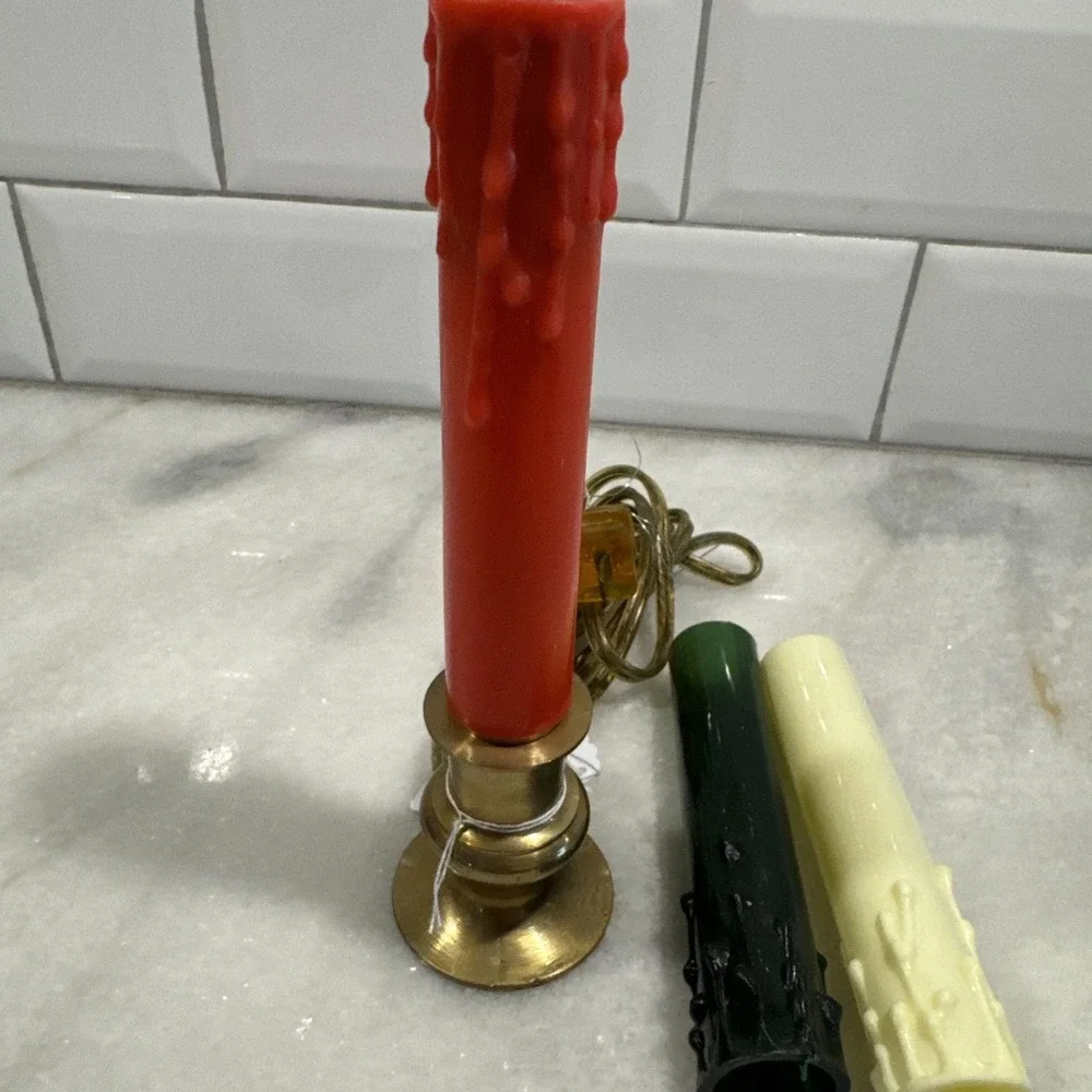 Vintage Brass Electric Candle 3 In 1 Color‎ Change Candle/Window Light